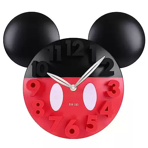 MEIDI CLOCK Mickey Mouse Concept Wall Clock - 3D Numbers, Silent Quartz Movement, 12