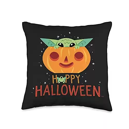 Star Wars The Mandalorian Grogu Happy Halloween Throw Pillow
